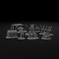 Ambush scatter terrain set for D&D, front view, unpainted resin