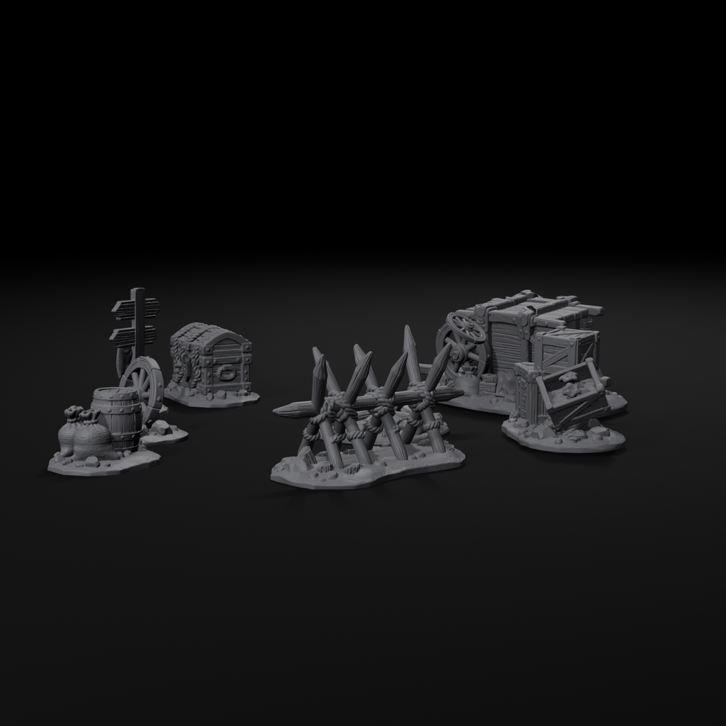 Ambush scatter terrain set for D&D, right view, unpainted resin