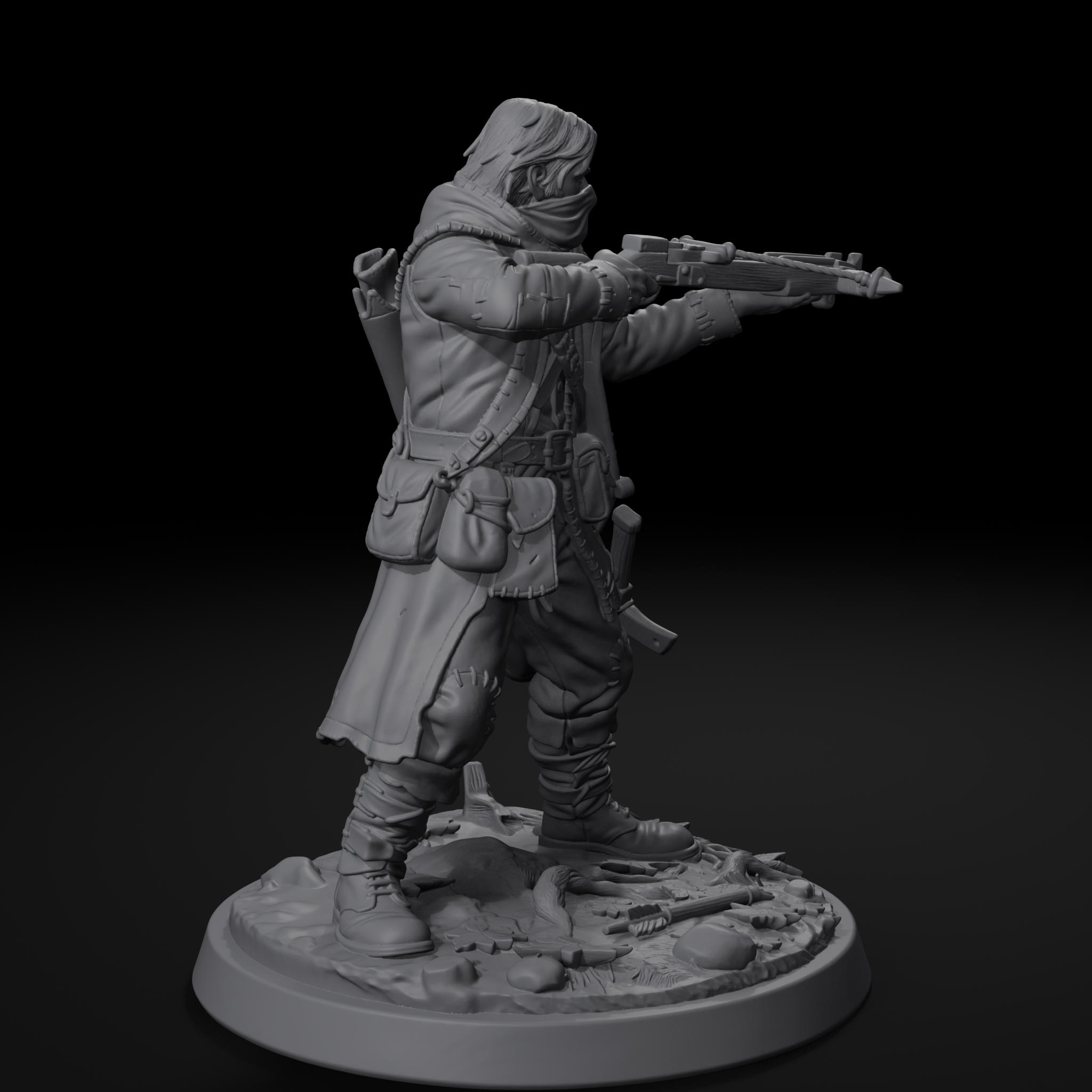 Hostiles Pack — bandit miniature, front view, unpainted resin