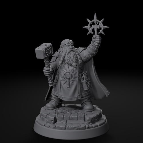 Dwarven cleric STL file — front view