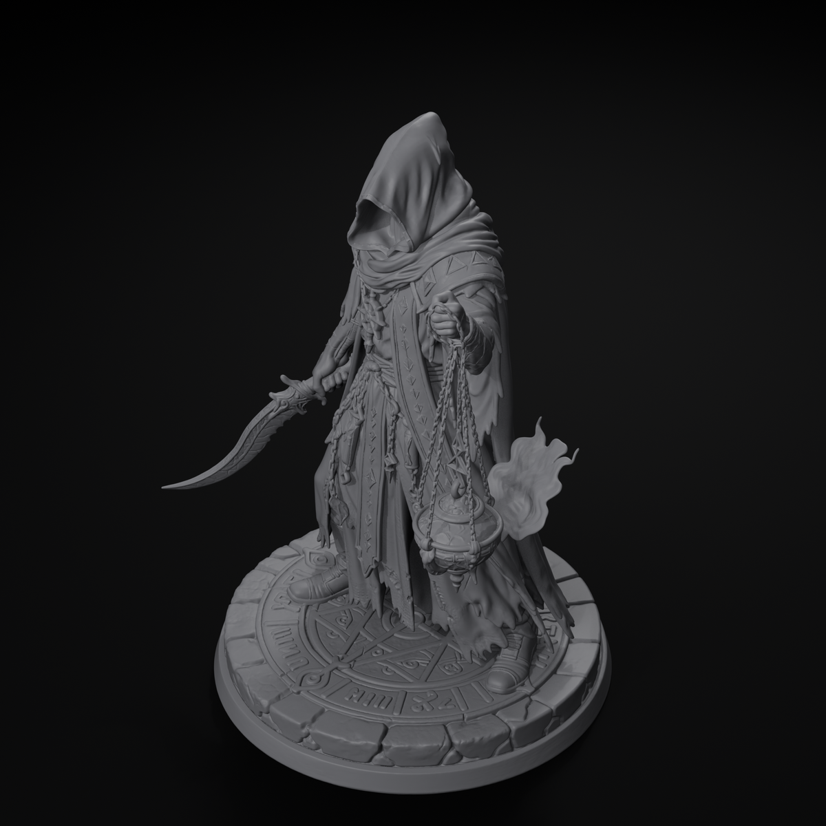 Robed cultist STL file — isometric view