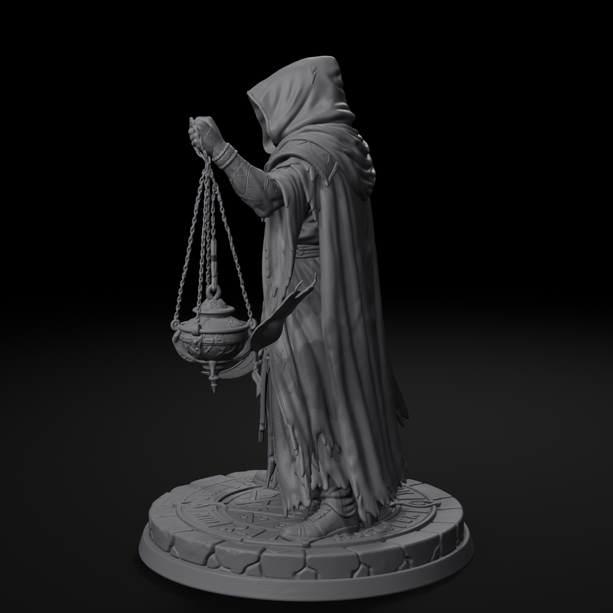 Robed cultist STL file — right view