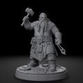 Jorge dwarven blacksmith single miniature, front view, unpainted resin