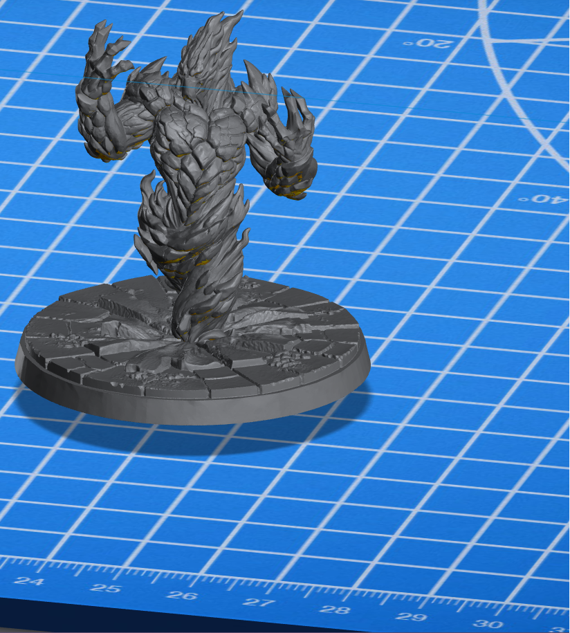 Example custom boss miniature commission, fire elemental on a 55mm base in resin
