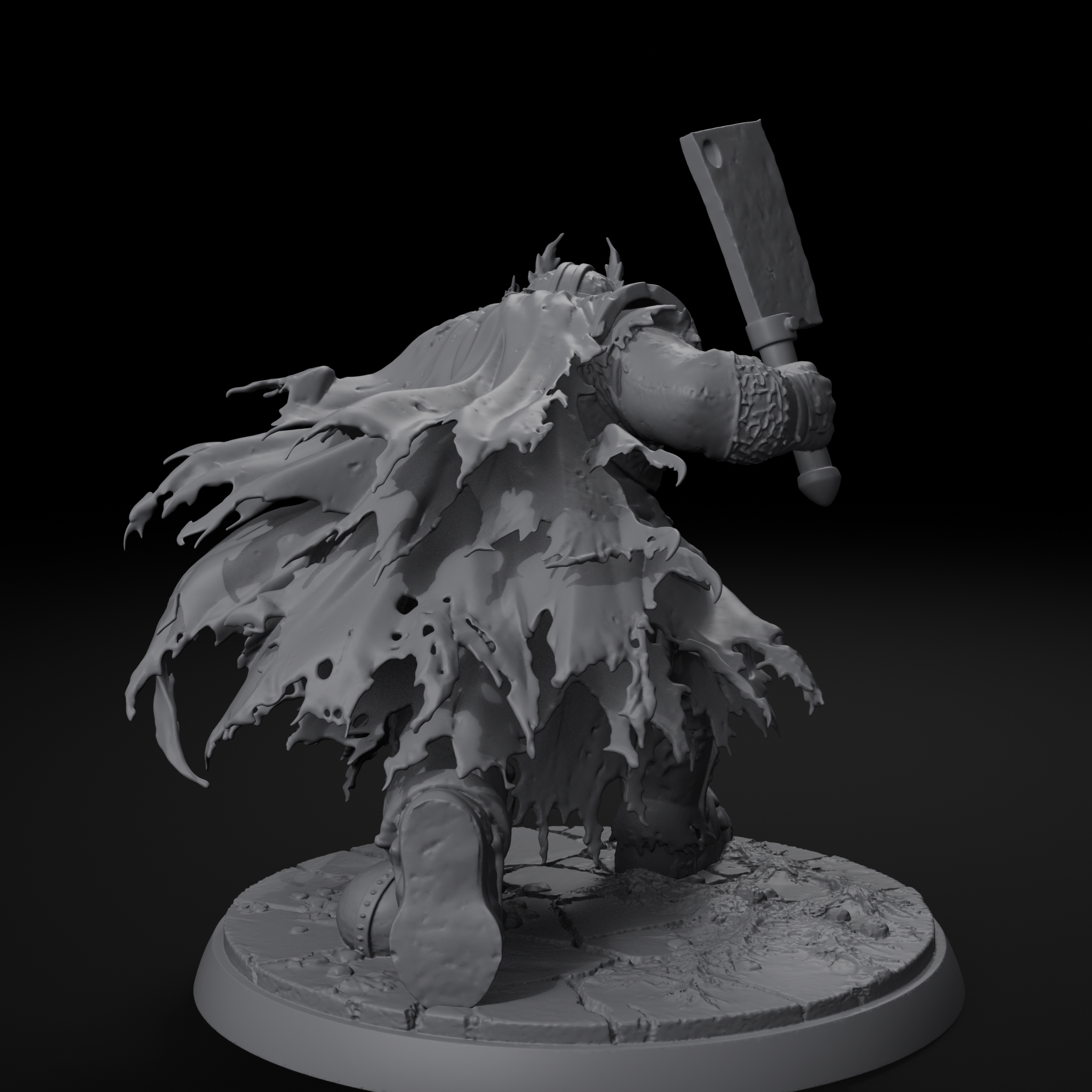 Forge Wraith undead dwarf D&D miniature, back view, unpainted resin