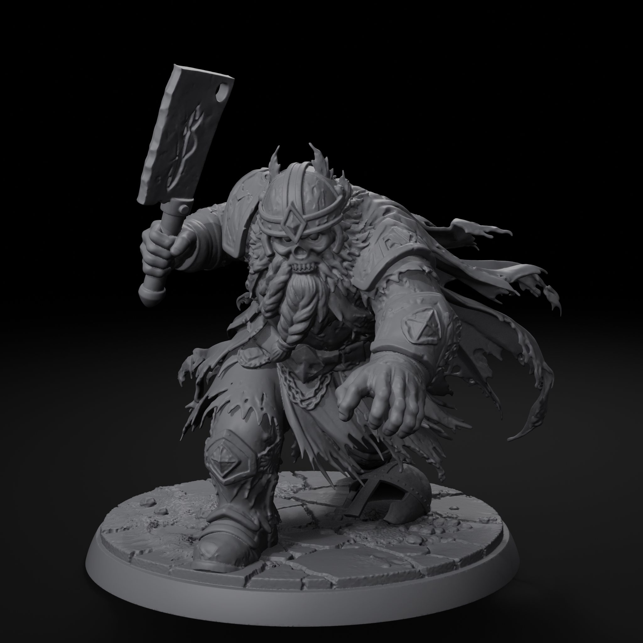 Forge Wraith undead dwarf D&D miniature, front view, unpainted resin