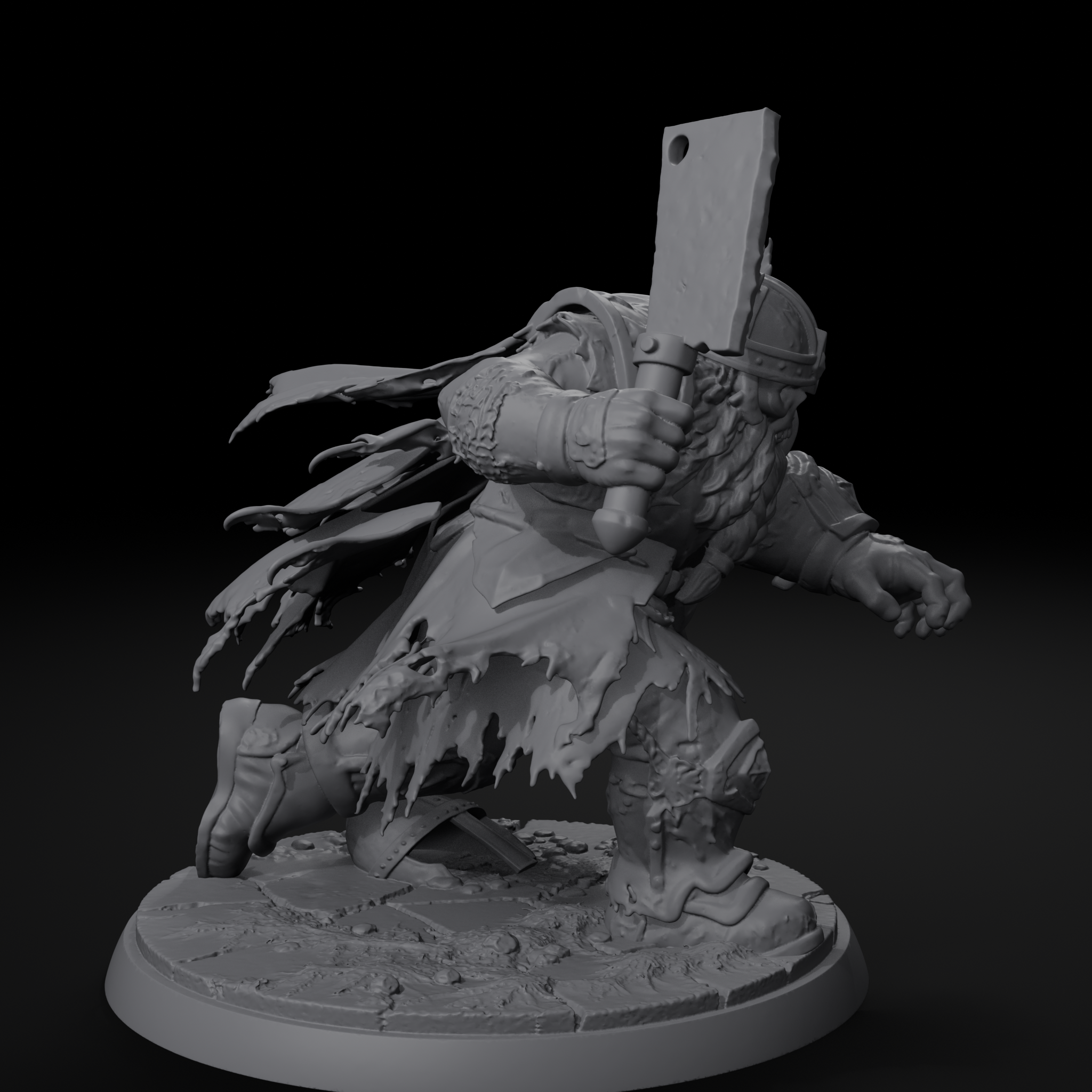 Forge Wraith undead dwarf D&D miniature, left view, unpainted resin