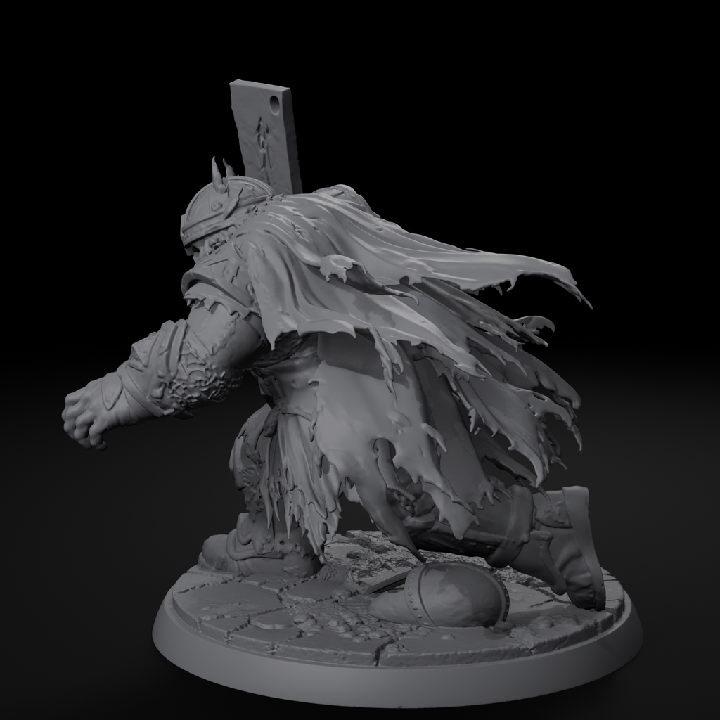 Forge Wraith undead dwarf D&D miniature, right view, unpainted resin
