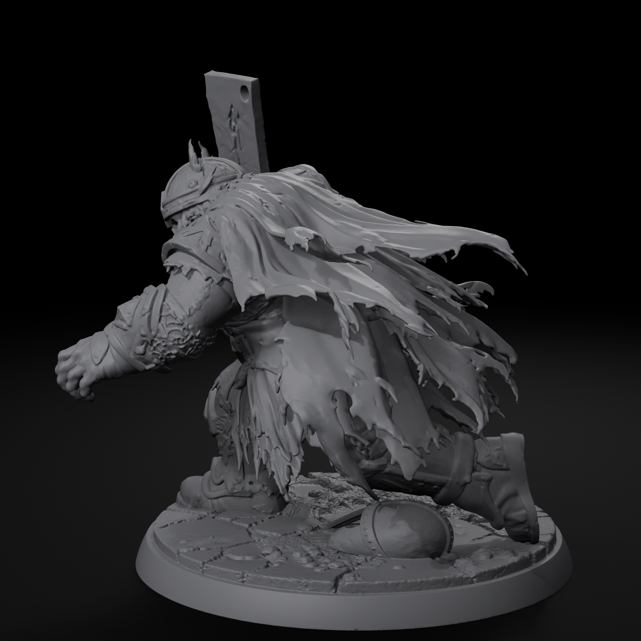 Forge Wraith undead dwarf D&D miniature, right view, unpainted resin