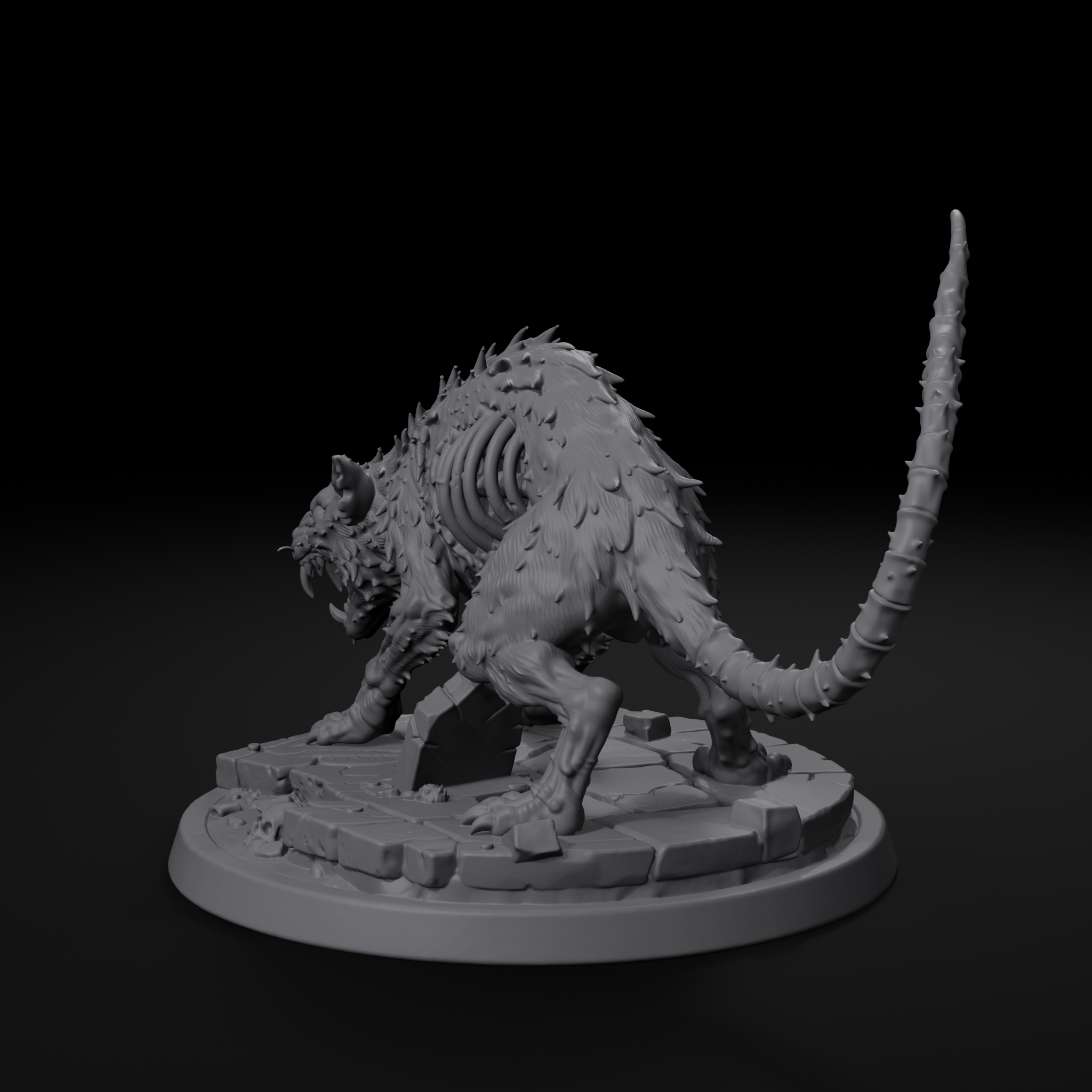 Grave rat swarm D&D miniature, back view, unpainted resin