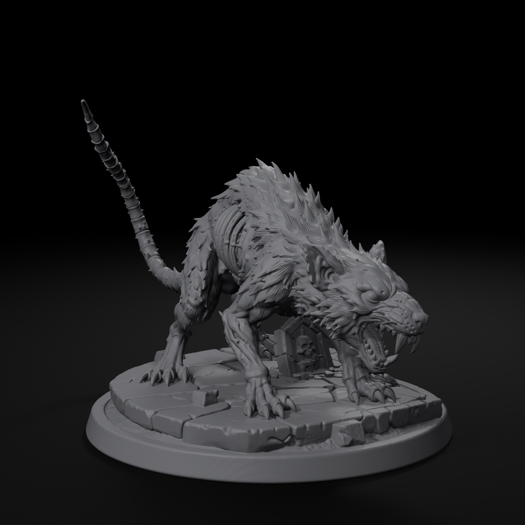 Swarm and Horde Pack — grave rat miniature, front view, unpainted resin