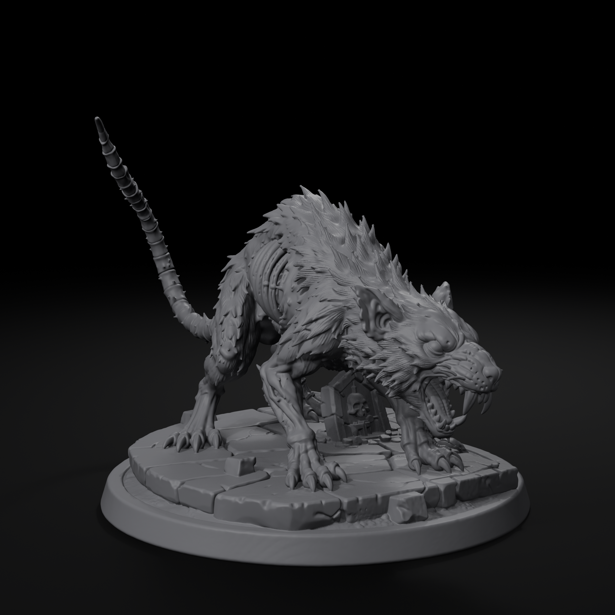 Grave rat swarm D&D miniature, front view, unpainted resin