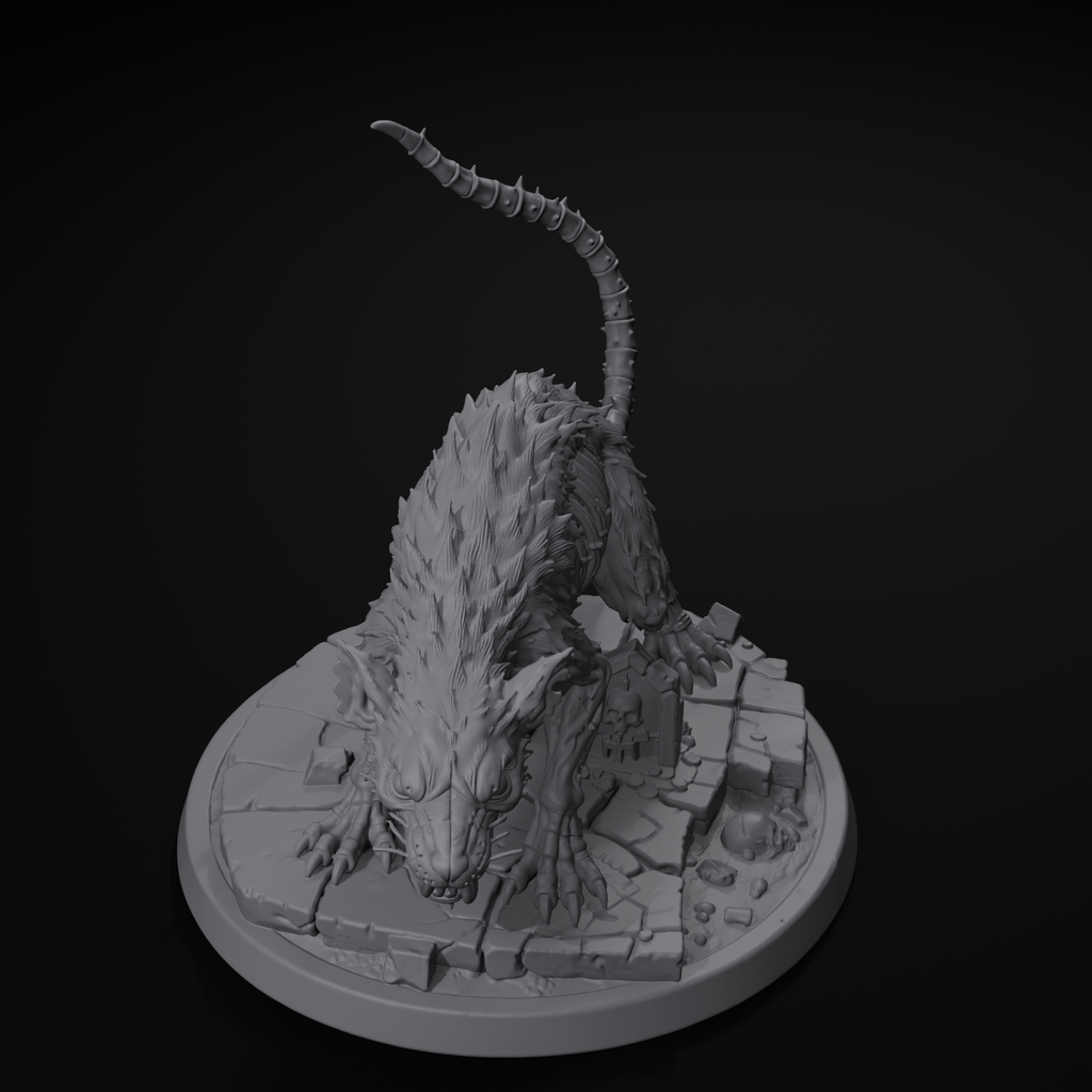Grave rat swarm D&D miniature, isometric view, unpainted resin