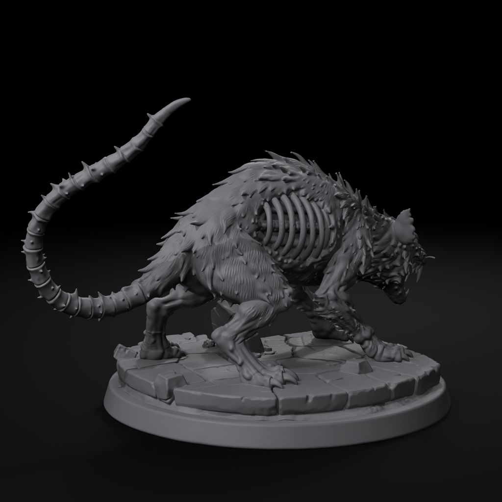 Grave rat swarm D&D miniature, left view, unpainted resin