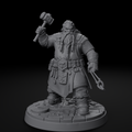 Jorge dwarven blacksmith D&D miniature, front view, unpainted resin