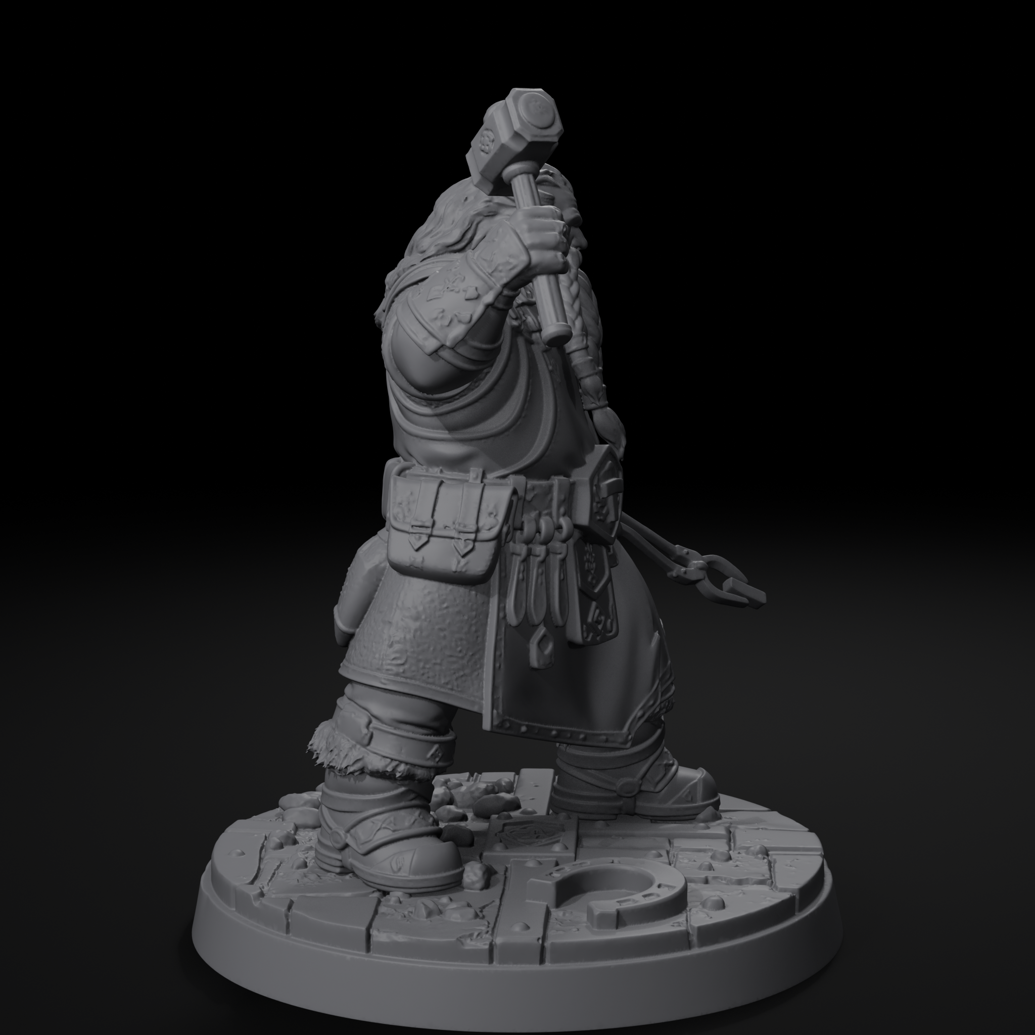 Jorge dwarven blacksmith D&D miniature, left view, unpainted resin