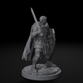 Heroes Pack — knight human fighter miniature, front view, unpainted resin