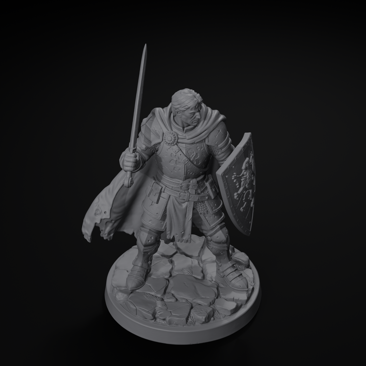 Knight human fighter STL file — isometric view