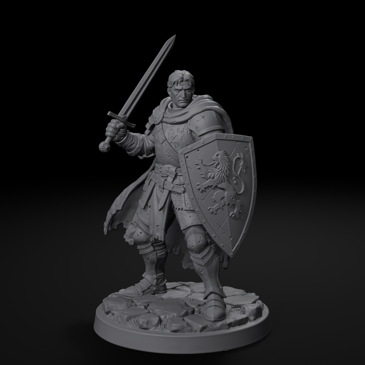 Knight human fighter STL file — right view