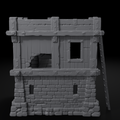 Watchtower terrain structure for D&D, front view, unpainted resin