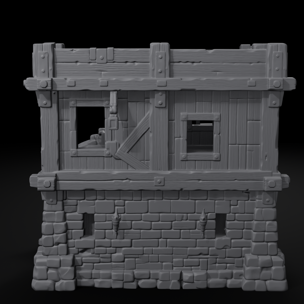Watchtower terrain structure for D&D, left view, unpainted resin