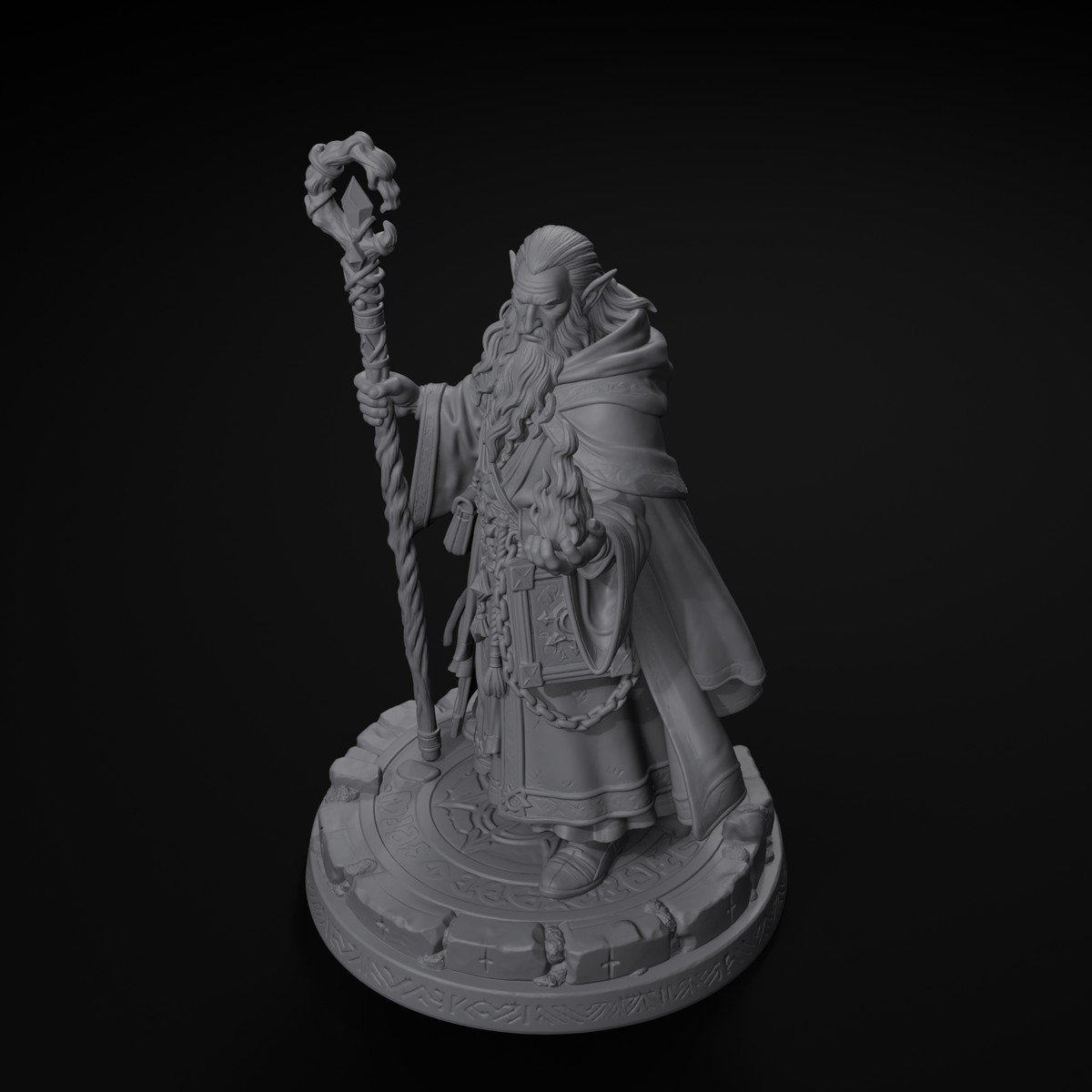 Elf wizard STL file — isometric view