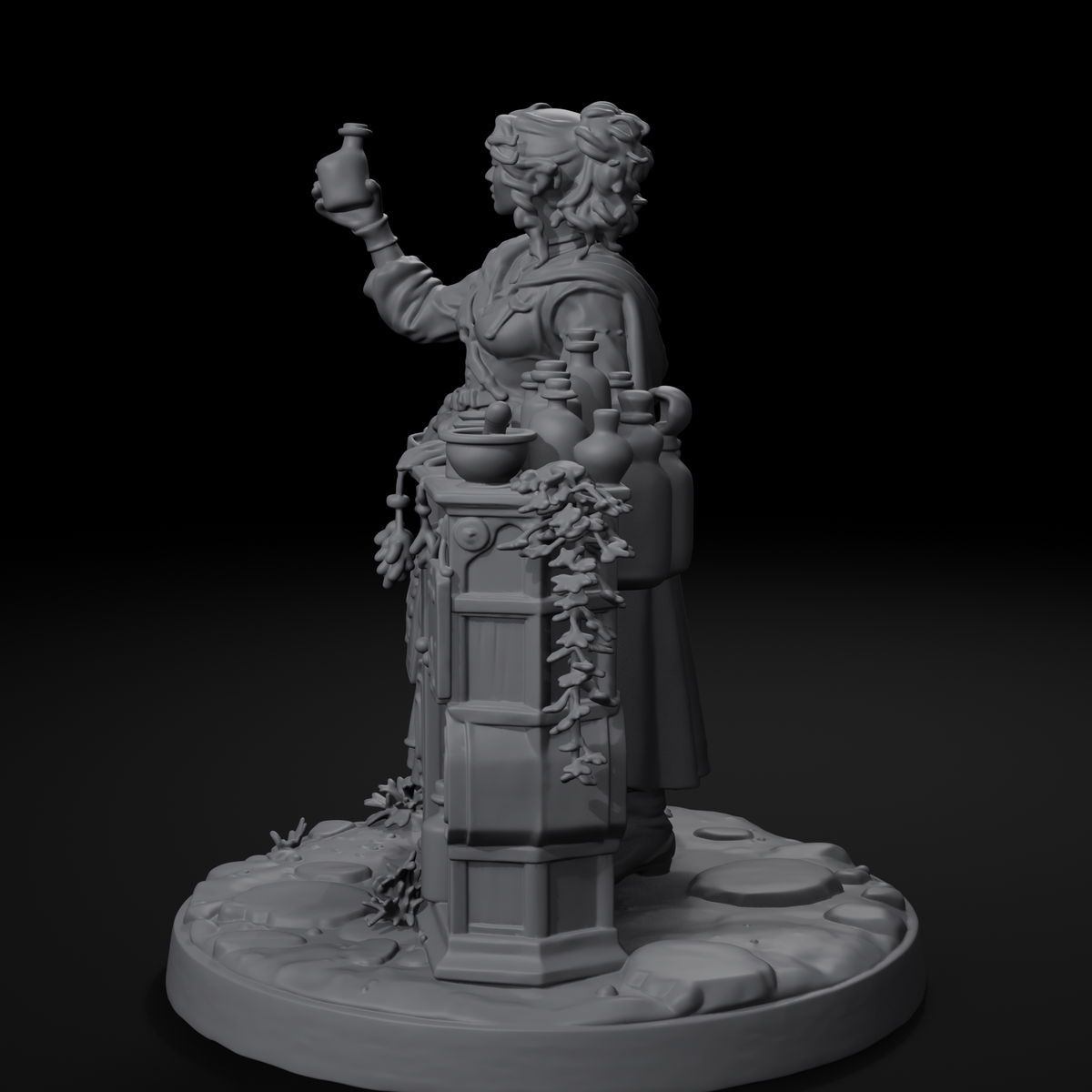 Yenna apothecary STL file — right view